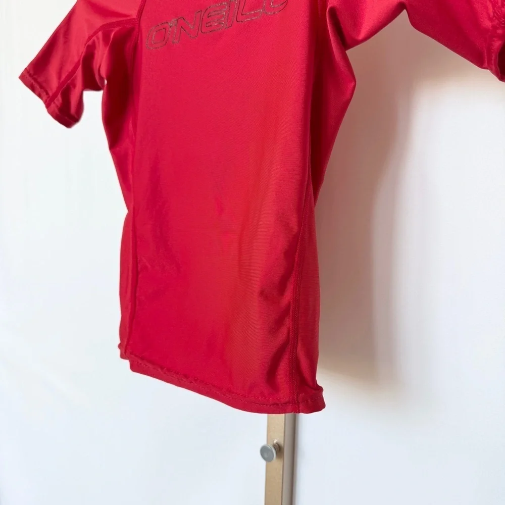 O'Neill Youth Rash Guard Shirt Red UPF 50+ Short Sleeve Size 10 Swimming Surf